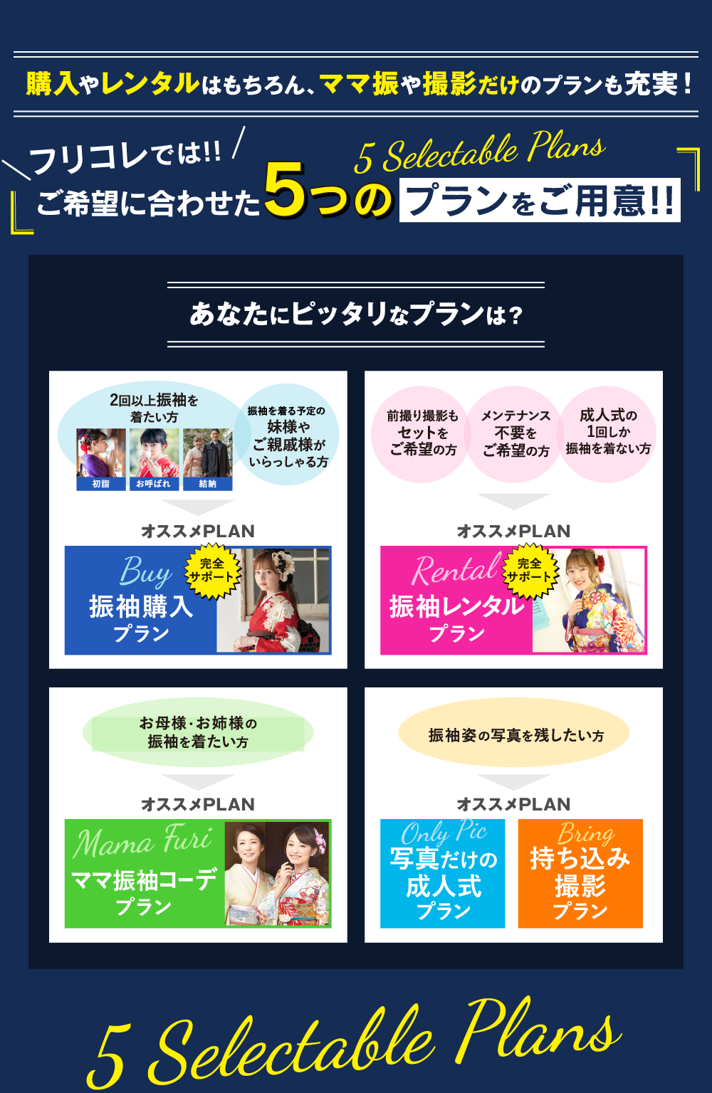 ご希望に合わせた5つのプランをご用意!!